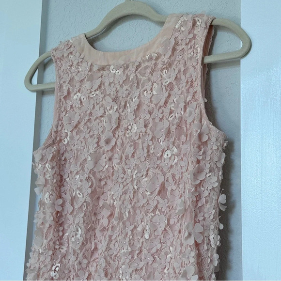 Badgley Mishka 3D Flower Embellished Floral Applique Baby Pink Lace Top Size 10 - Picture 8 of 13